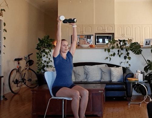 Seated upper body workout with weights