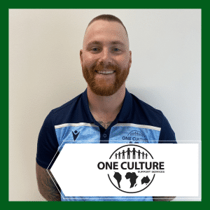 Picture of James Thorton smiling with the One Culture logo