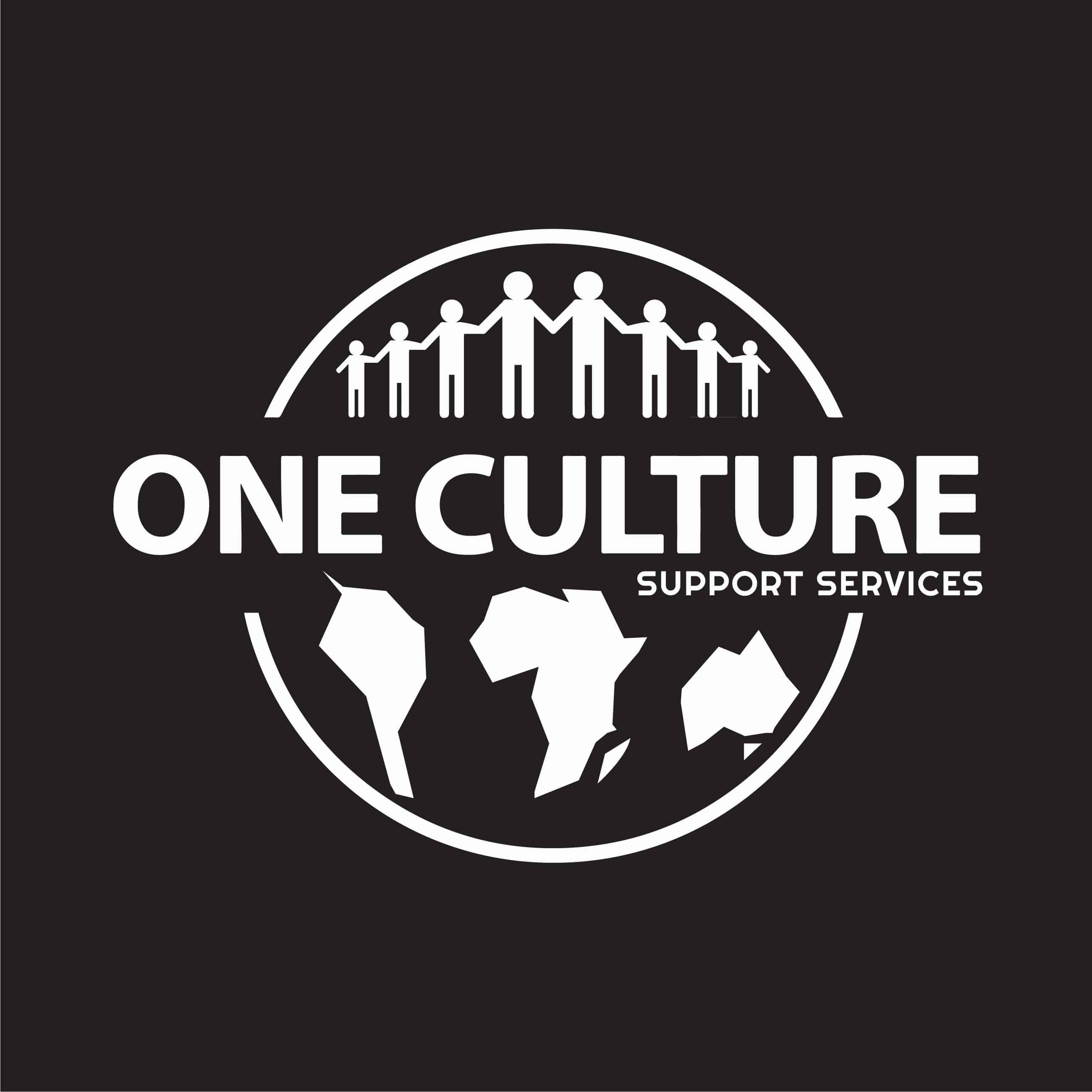 Once Culture support services logo in black and white
