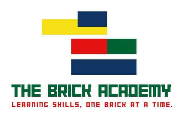 The Brick Academy logo featuring picures of lego and the words learning skills, one brick at a time.